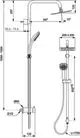 Duschsystem von Ideal Standard mit Regendusche und Handbrause, kombiniert mit einem verstellbaren Wandanschluss und flexibler Schlauchlänge für die Montage an der Wand.